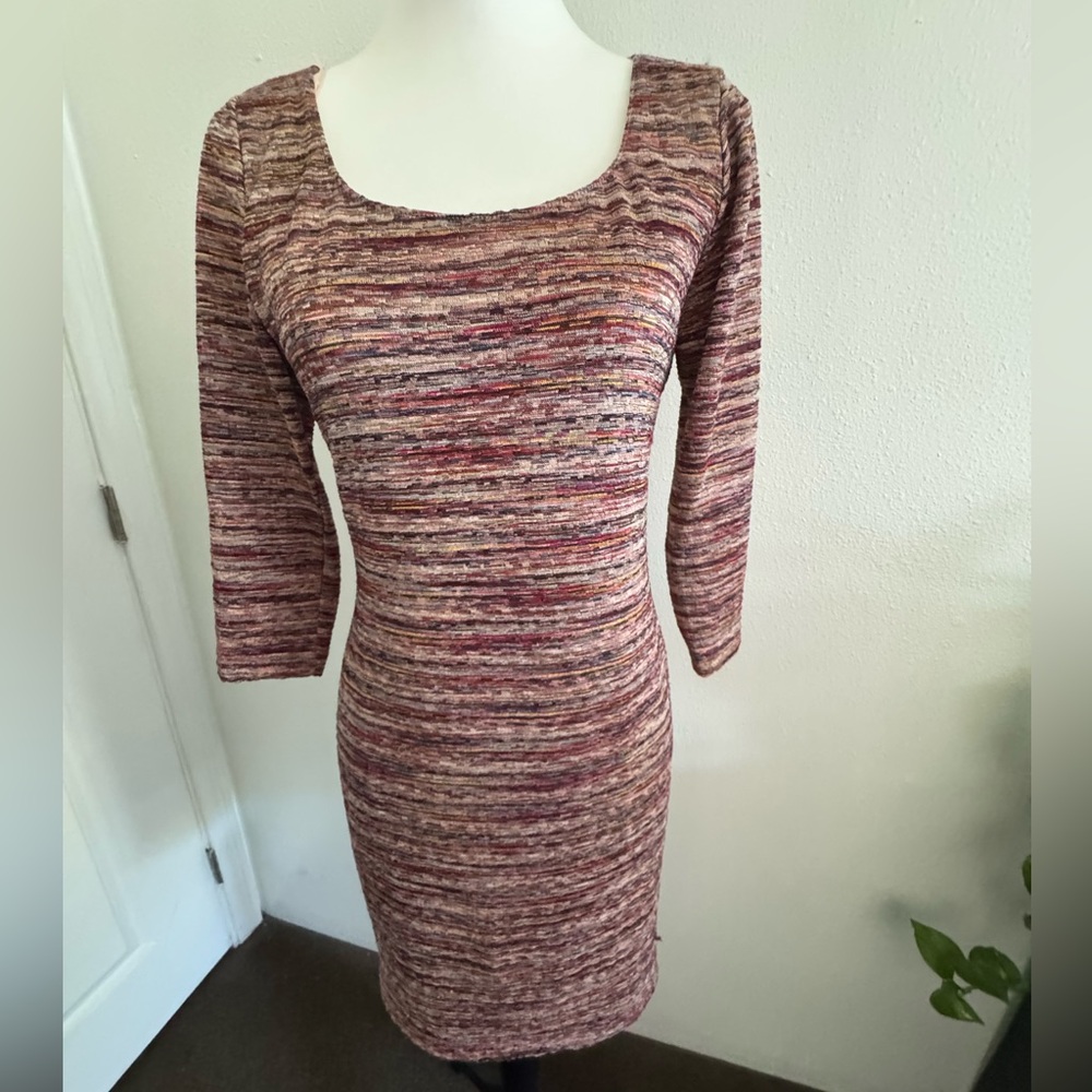 Forever 21 Scoop Neck Multi Color Striped Bodycon Dress